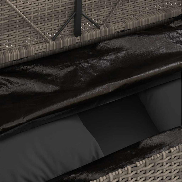Gartenbank Grau Poly Rattan mit Kissen
