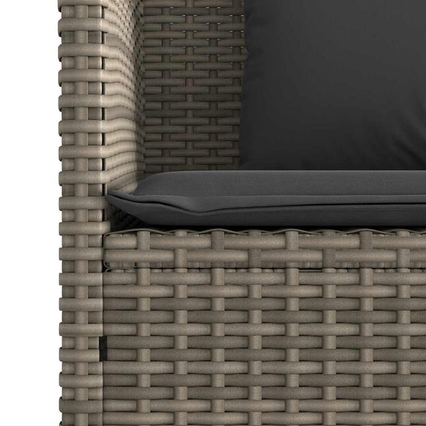 Gartenbank Grau Poly Rattan mit Kissen