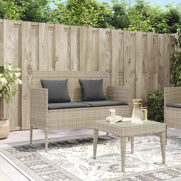vidaXL Banc de jardin avec coussins Gris clair résine tressée