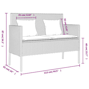 vidaXL Banc de jardin avec coussins Gris clair résine tressée
