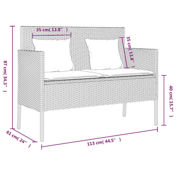 vidaXL Banc de jardin avec coussins Gris clair résine tressée