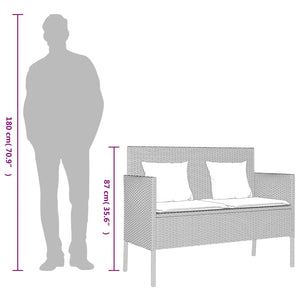vidaXL Banc de jardin avec coussins Gris clair résine tressée