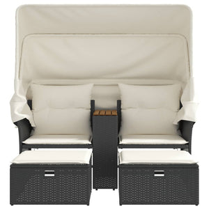Gartensofa 2-Sitzer mit Dach & Hockern