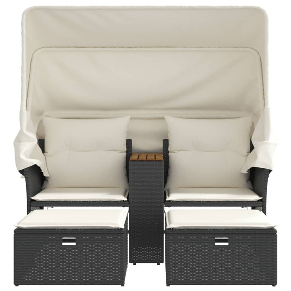 Gartensofa 2-Sitzer mit Dach & Hockern