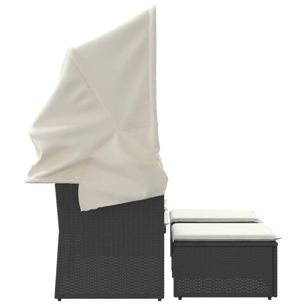 Gartensofa 2-Sitzer mit Dach & Hockern
