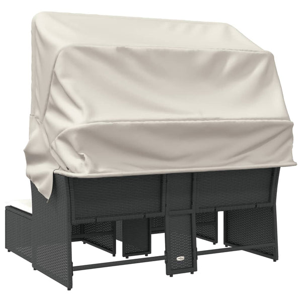Gartensofa 2-Sitzer mit Dach & Hockern