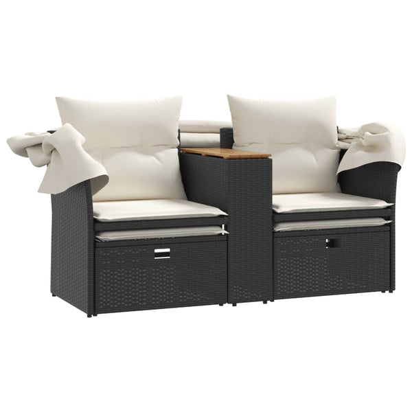 Gartensofa 2-Sitzer mit Dach & Hockern