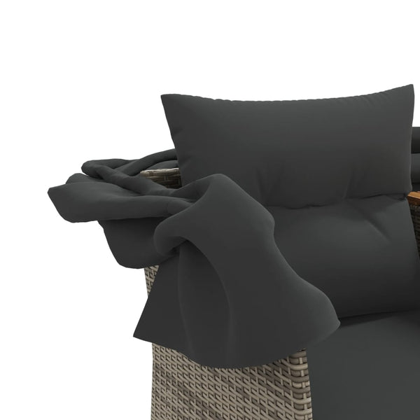 Gartensofa 2-Sitzer mit Dach & Hockern, Grau