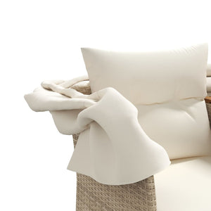 vidaXL Canapé de jardin 2 places avec toit et poufs en résine tressée beige