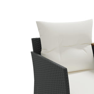 2-Sitzer Gartensofa mit Hockern, Schwarz