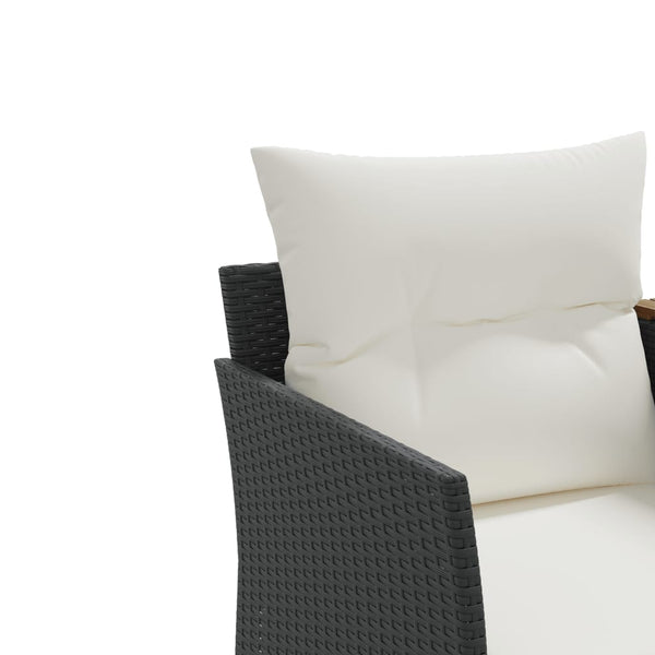 2-Sitzer Gartensofa mit Hockern, Schwarz
