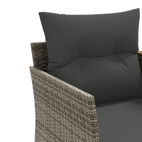 Gartensofa 2-Sitzer mit Hockern Grau Rattan
