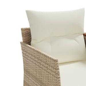 vidaXL 2-Seater Garden Sofa with Stools Beige Poly Rattan