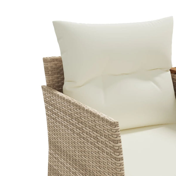 vidaXL 2-Seater Garden Sofa with Stools Beige Poly Rattan
