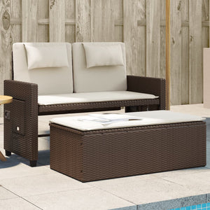 Verstellbare Gartenbank mit Kissen, Braun