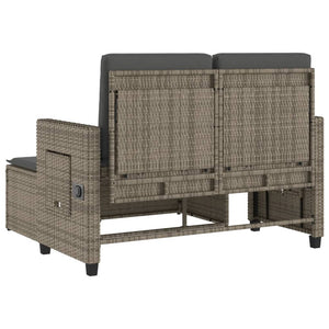 Verstellbare Gartenbank mit Kissen, Grau Rattan