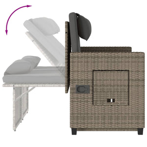Verstellbare Gartenbank mit Kissen, Grau Rattan