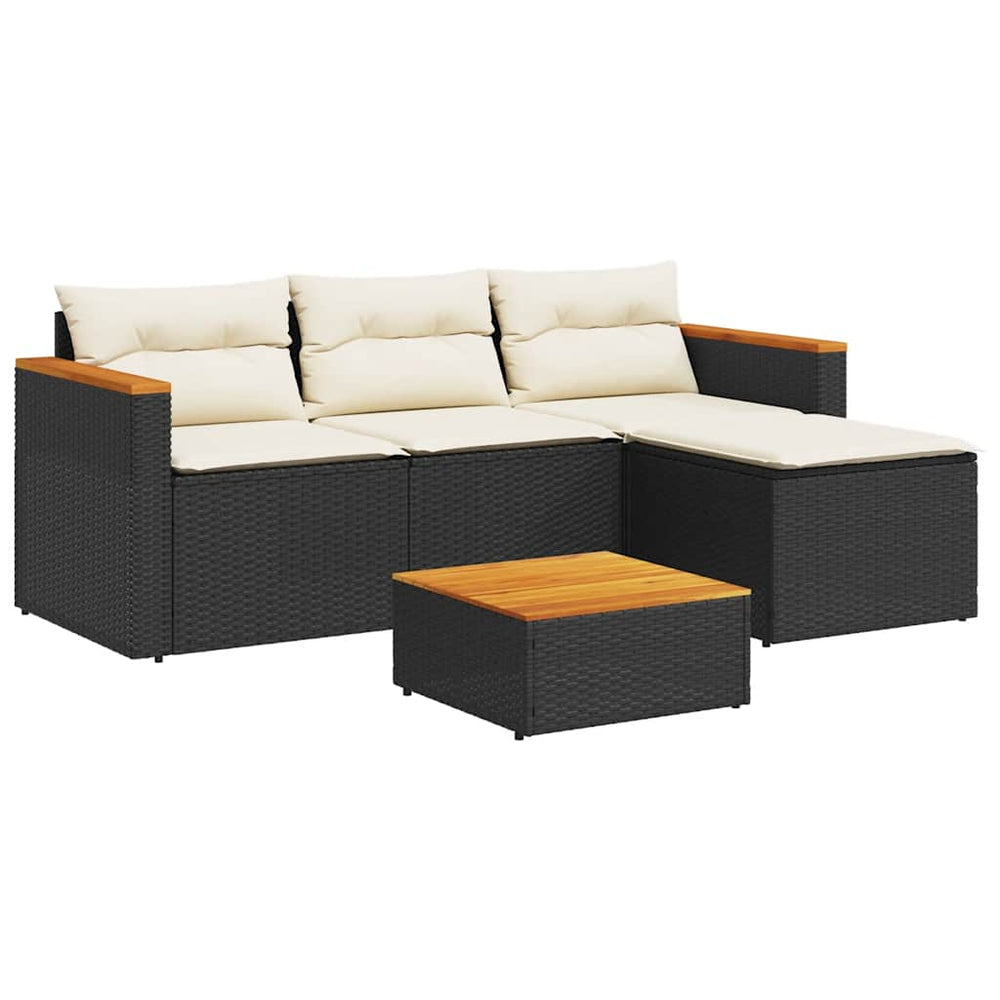 vidaXL Salon de jardin 3 pièces avec coussins Noir Résine tressée