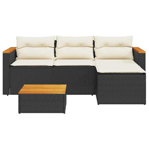 vidaXL Salon de jardin 3 pièces avec coussins Noir Résine tressée