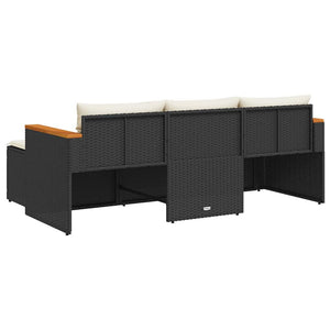 vidaXL Salon de jardin 3 pièces avec coussins Noir Résine tressée