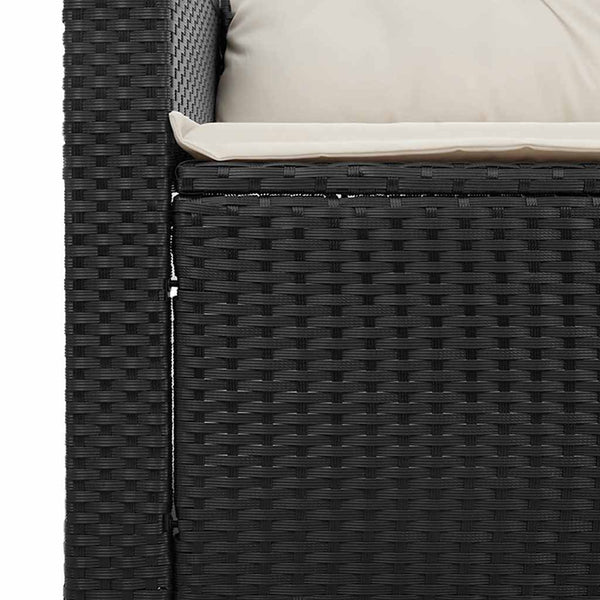vidaXL Salon de jardin 3 pièces avec coussins Noir Résine tressée
