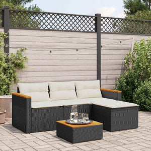 vidaXL Salon de jardin 3 pièces avec coussins Noir Résine tressée