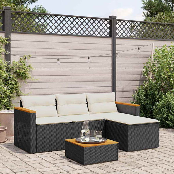 vidaXL Salon de jardin 3 pièces avec coussins Noir Résine tressée