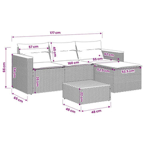 3-tlg. Garten-Sofagarnitur mit Kissen Grau Poly Rattan