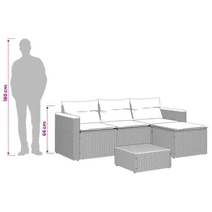 3-tlg. Garten-Sofagarnitur mit Kissen Grau Poly Rattan