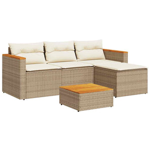 3-tlg. Beige Garten Sofagarnitur mit Kissen