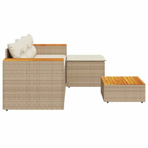 3-tlg. Beige Garten Sofagarnitur mit Kissen