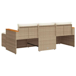 3-tlg. Beige Garten Sofagarnitur mit Kissen
