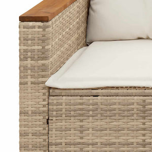3-tlg. Beige Garten Sofagarnitur mit Kissen