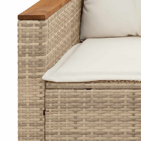 3-tlg. Beige Garten Sofagarnitur mit Kissen