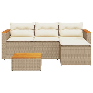 3-tlg. Beige Garten Sofagarnitur mit Kissen