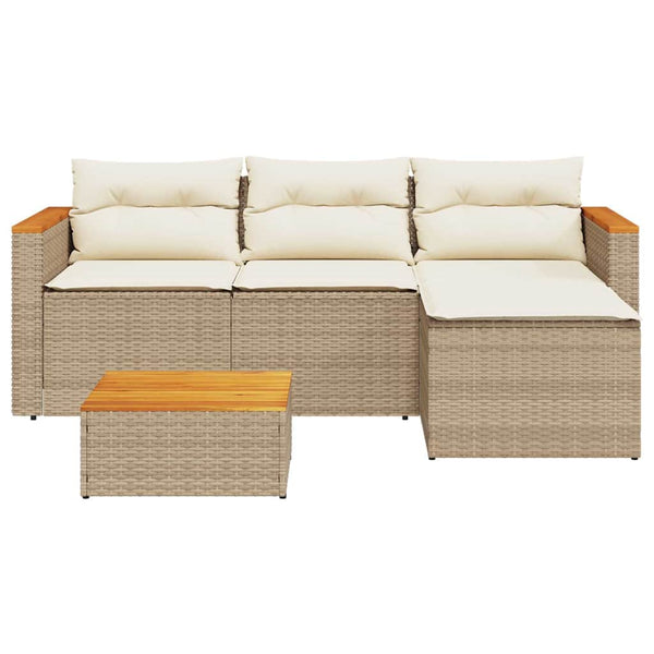 3-tlg. Beige Garten Sofagarnitur mit Kissen