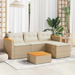 3-tlg. Beige Garten Sofagarnitur mit Kissen