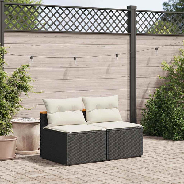Gartensofas ohne Armlehne mit Kissen, 2er Set