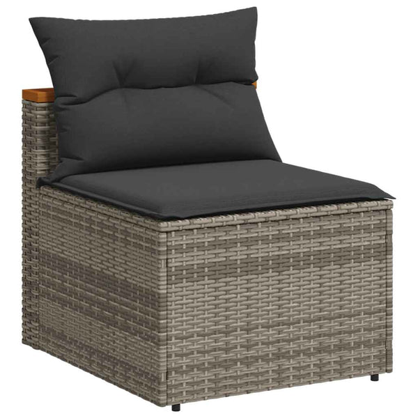 Gartensofas Grau Poly Rattan mit Kissen 2er Set