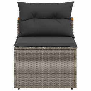 Gartensofas Grau Poly Rattan mit Kissen 2er Set