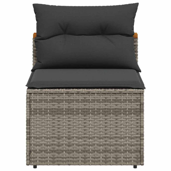 Gartensofas Grau Poly Rattan mit Kissen 2er Set