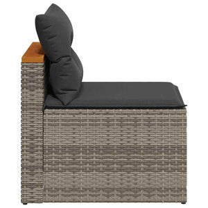 Gartensofas Grau Poly Rattan mit Kissen 2er Set
