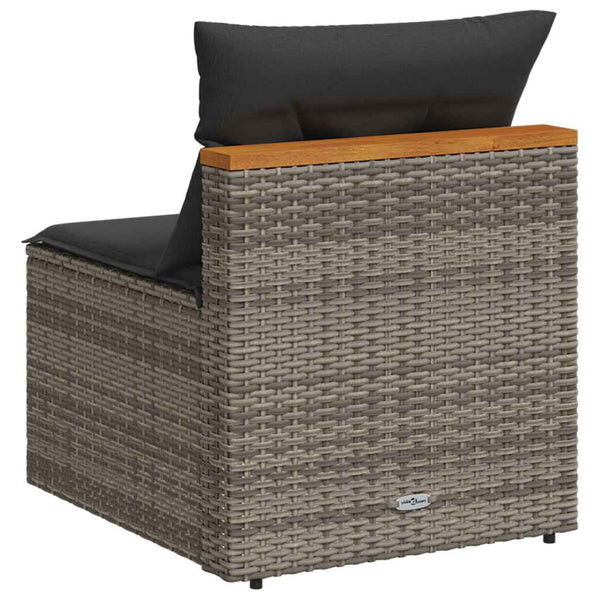Gartensofas Grau Poly Rattan mit Kissen 2er Set