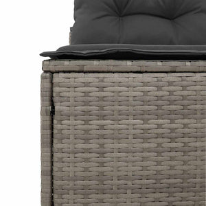 Gartensofas Grau Poly Rattan mit Kissen 2er Set