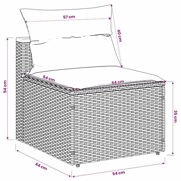 Gartensofas Grau Poly Rattan mit Kissen 2er Set
