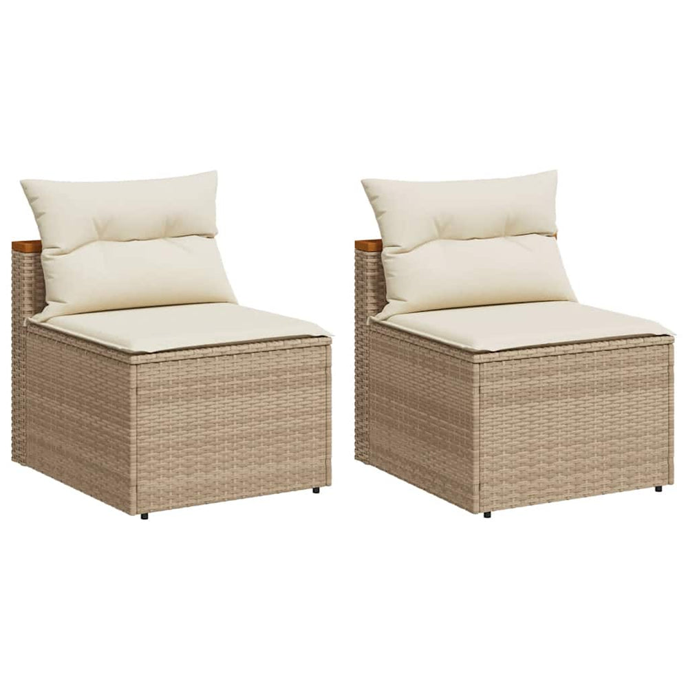 Gartensofas Beige Poly Rattan 2er-Set