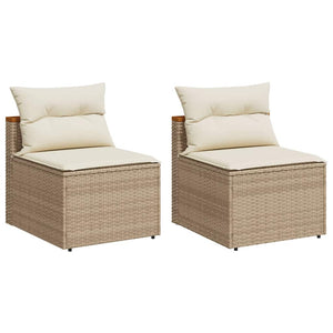 Gartensofas Beige Poly Rattan 2er-Set