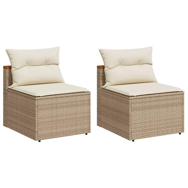 Gartensofas Beige Poly Rattan 2er-Set