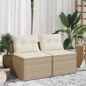 Gartensofas Beige Poly Rattan 2er-Set