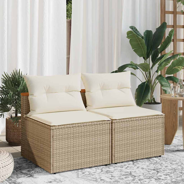 Gartensofas Beige Poly Rattan 2er-Set
